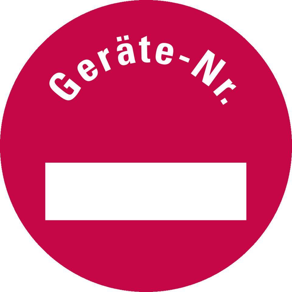 Inventaretikett Geräte-Nr., rot, Dokumentenfolie mit Spezialkleber, Ø30mm, 18/Bogen