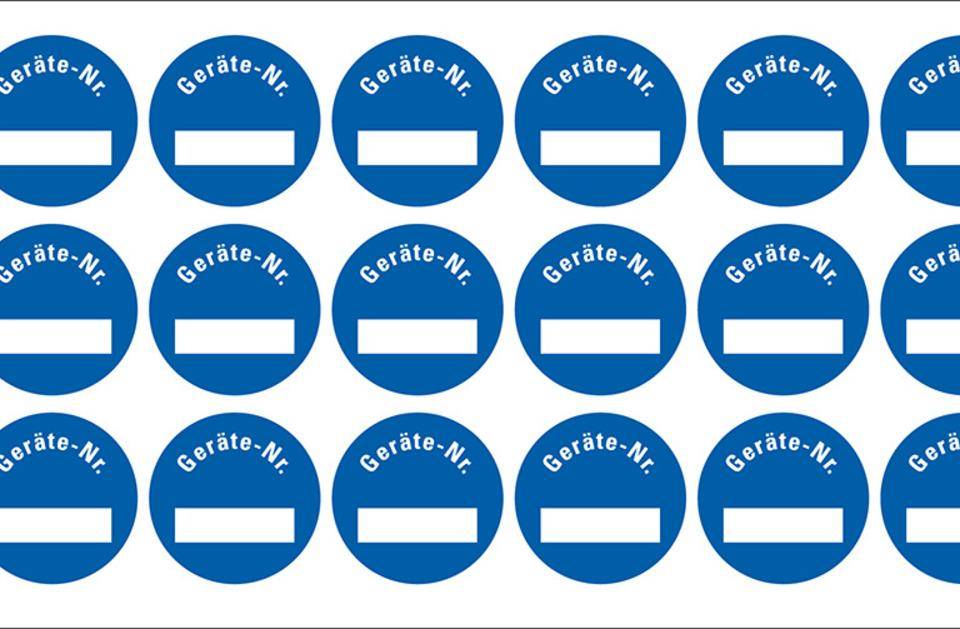 Inventaretikett Geräte-Nr., blau, Dokumentenfolie, selbstklebend, Ø 30mm, 180/Heft