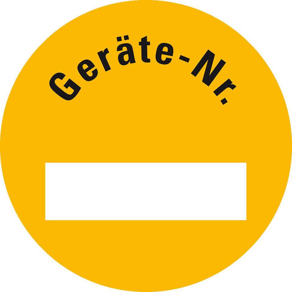 Inventaretikett Geräte-Nr., gelb, Dokumentenfolie, selbstklebend, Ø 30mm, 18/Bogen