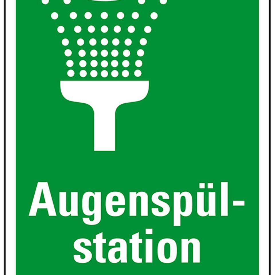 Rettungs-Kombischild Augenspüleinrichtung, Kunststoff, 200x400mm, ASR A1.3, DIN EN ISO 7010 E011