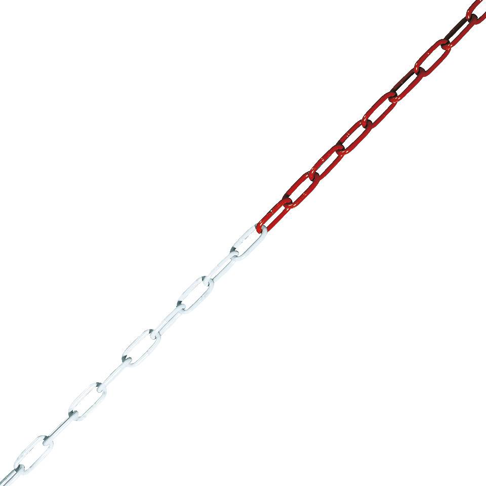 K.57 Absperrkette, rot/weiß, Stahl, verzinkt, Ø 6mm, 5m/VE