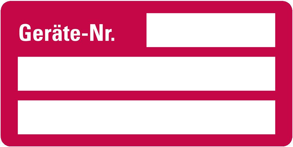 Inventaretikett Geräte-Nr., rot, Dokumentenfolie, m.Spezialkleber, 50x25mm, 9/Bogen