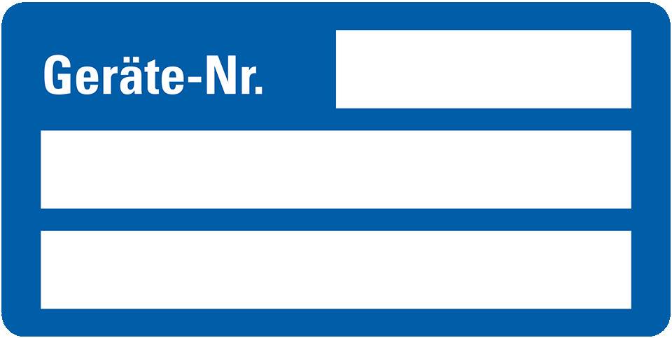 Inventaretikett Geräte-Nr.,blau,Dokumentenfolie,m.Spezialkleber,50x25mm,9/Bogen