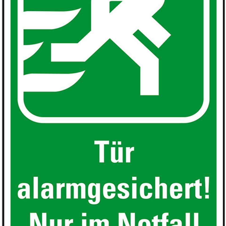 Rettungszeichen Tür alarmgesichert!..., praxisbewährt, Folie, selbstklebend, 120x200mm