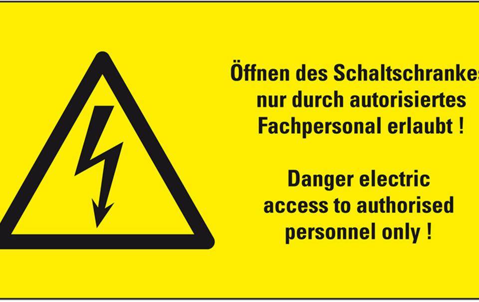 Warn-Kombischild Öffnen des Schaltschrankes nur durch.., praxisbewährt, Folie, 300x200mm