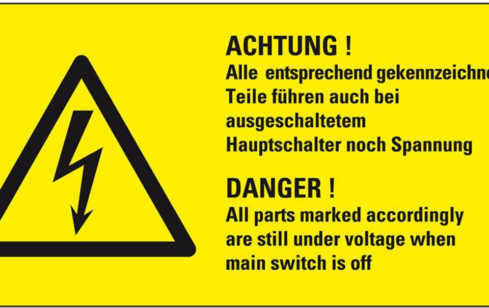 Warn-Kombischild Alle entsprechend gekennzeichn.Teile..., praxisbewährt, Folie, 100x50mm