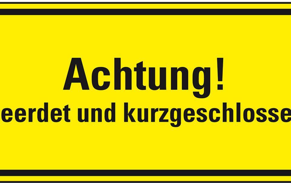 Hinweisschild Achtung! Geerdet und kurzgeschlossen, Kunststoff, 200x100mm, ASR A1.3
