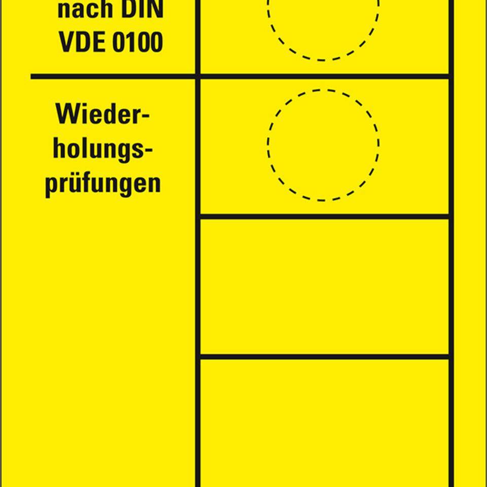 Prüfnachweis Typ A, Erstprüfung nach VDE 0100, Folie, ablösbar, 90x140mm