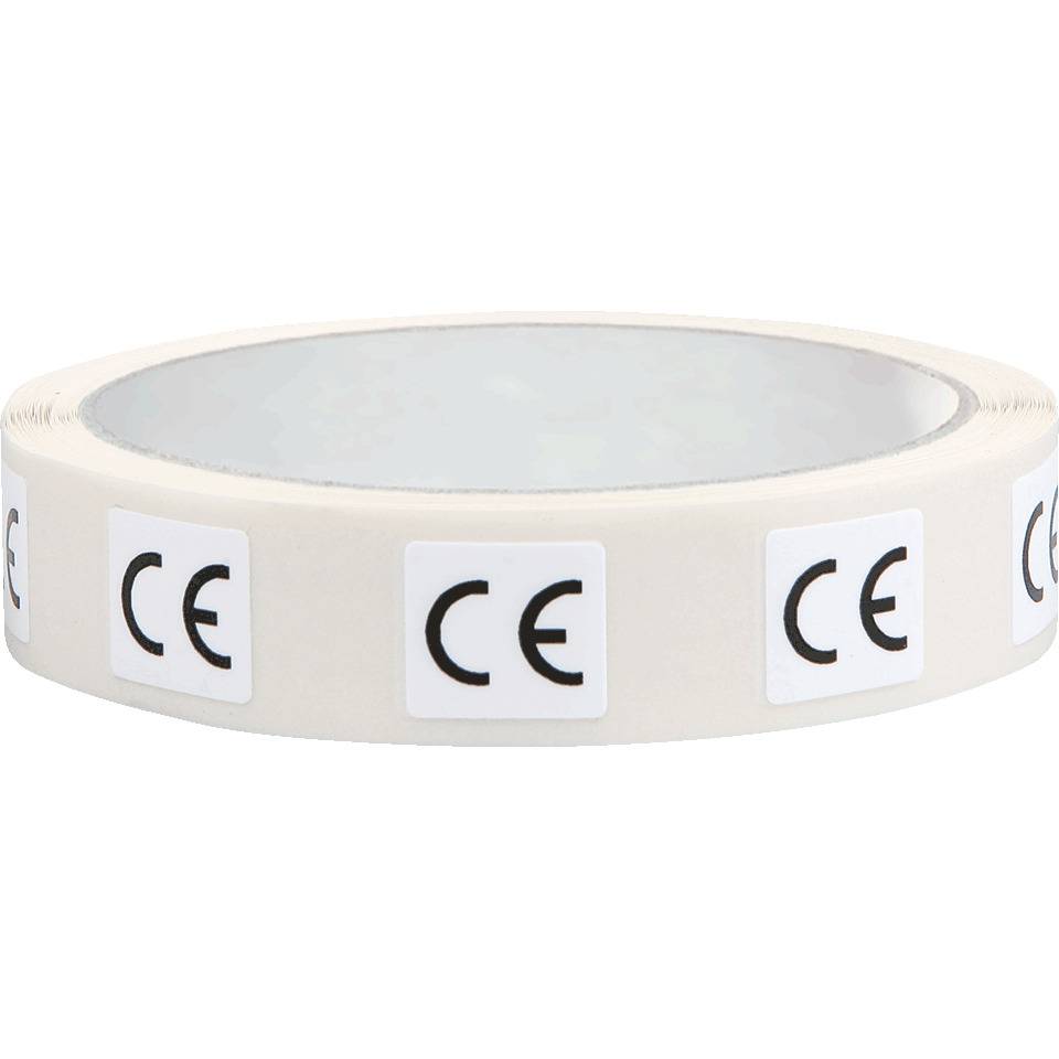 CE-Zeichen, RoHS konform, rechteckig, weiß/schwarz, Folie, selbstk., 20x15mm, 500/Rolle