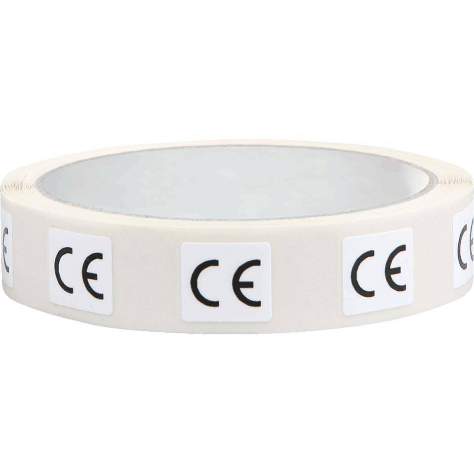 CE-Zeichen, RoHS konform, eckig, weiß/schwarz, Folie, selbstklebend, 17x15mm, 500/Rolle