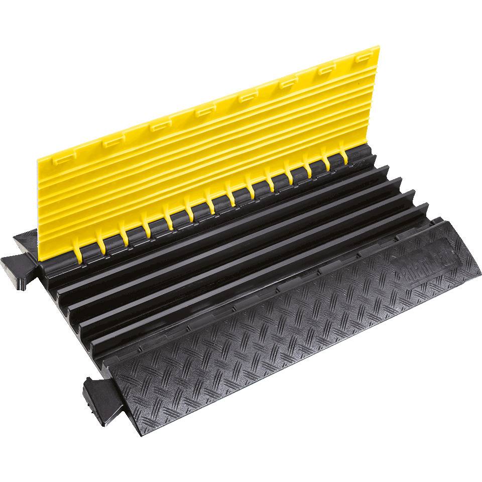 DEFENDER® Kabelbrücke Midi, 5 Kabelkanäle (je 35 mm), schwarz/gelb, 890x540x50mm