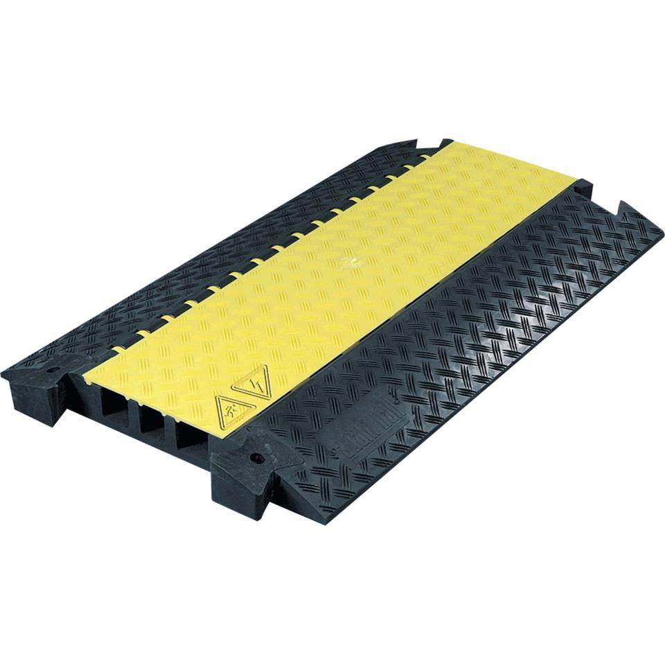 DEFENDER® Kabelbrücke III, 3 Kabelkanäle(53/46/58mm), schwarz/gelb,1000x600x75mm