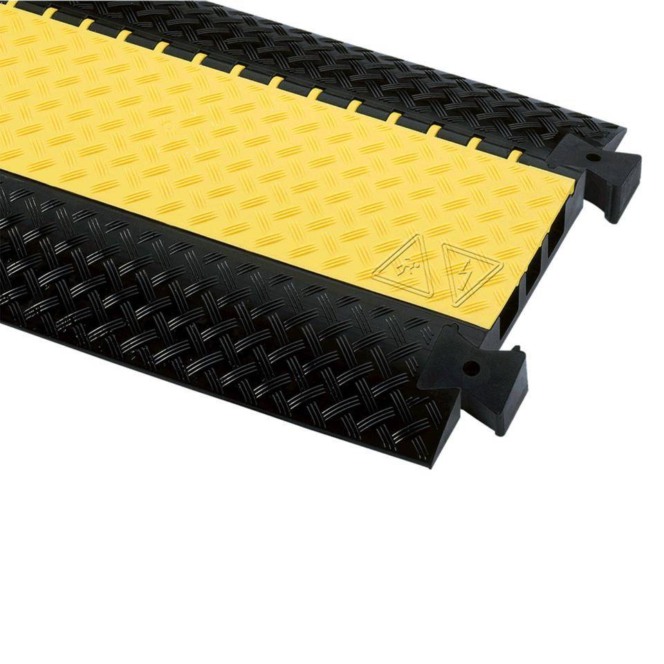 DEFENDER® Kabelbrücke III, 3 Kabelkanäle(53/46/58mm), schwarz/gelb,1000x600x75mm