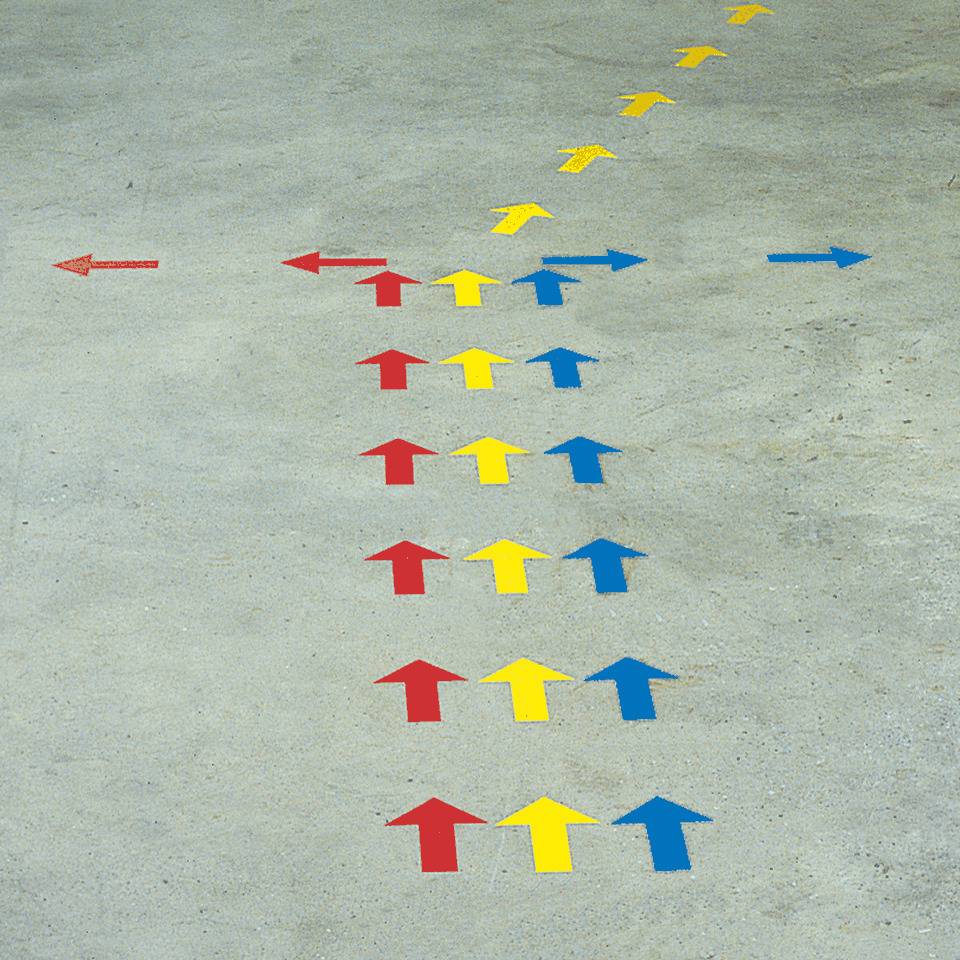 K.57 Bodenmarkierungspfeile, gelb, Folie, Breite 90mm, Länge 135mm, 110/Rolle