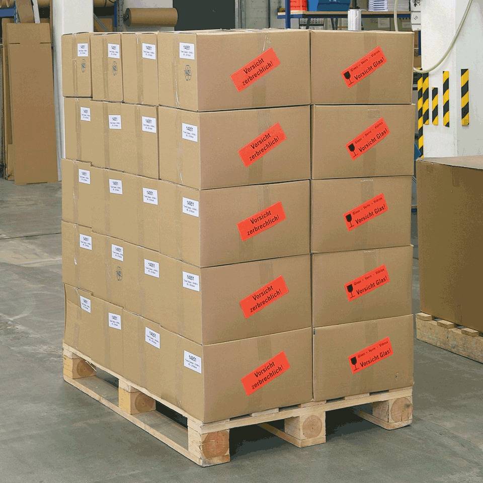 Hinweisetikett Lieferschein innenl., leuchtrot, Haftpapier, permanent, 147x50mm, 250/RO