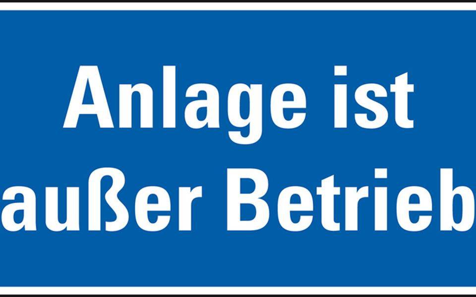 Maschinen-Hinweisschild Anlage ist außer Betrieb, Magnetfolie, 300x150mm