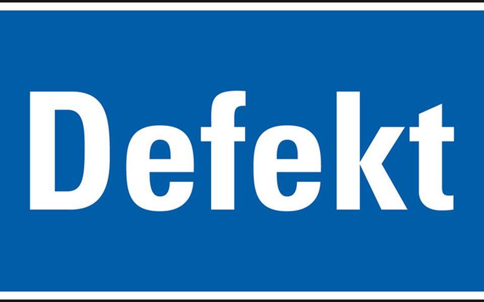 Maschinen-Hinweisschild Defekt, blau/weiß, Magnetfolie, 300x150mm