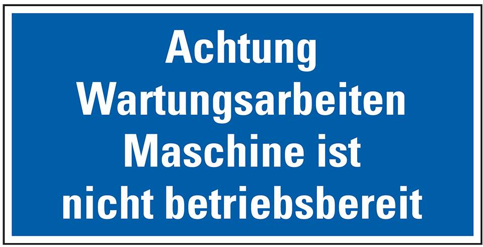 Maschinen-Hinweisschild Achtung Wartungsarb.!..., blau/weiß, Magnetfolie, 300x150mm