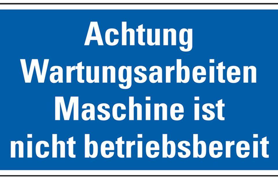 Maschinen-Hinweisschild Achtung Wartungsarb.!..., blau/weiß, Magnetfolie, 300x150mm