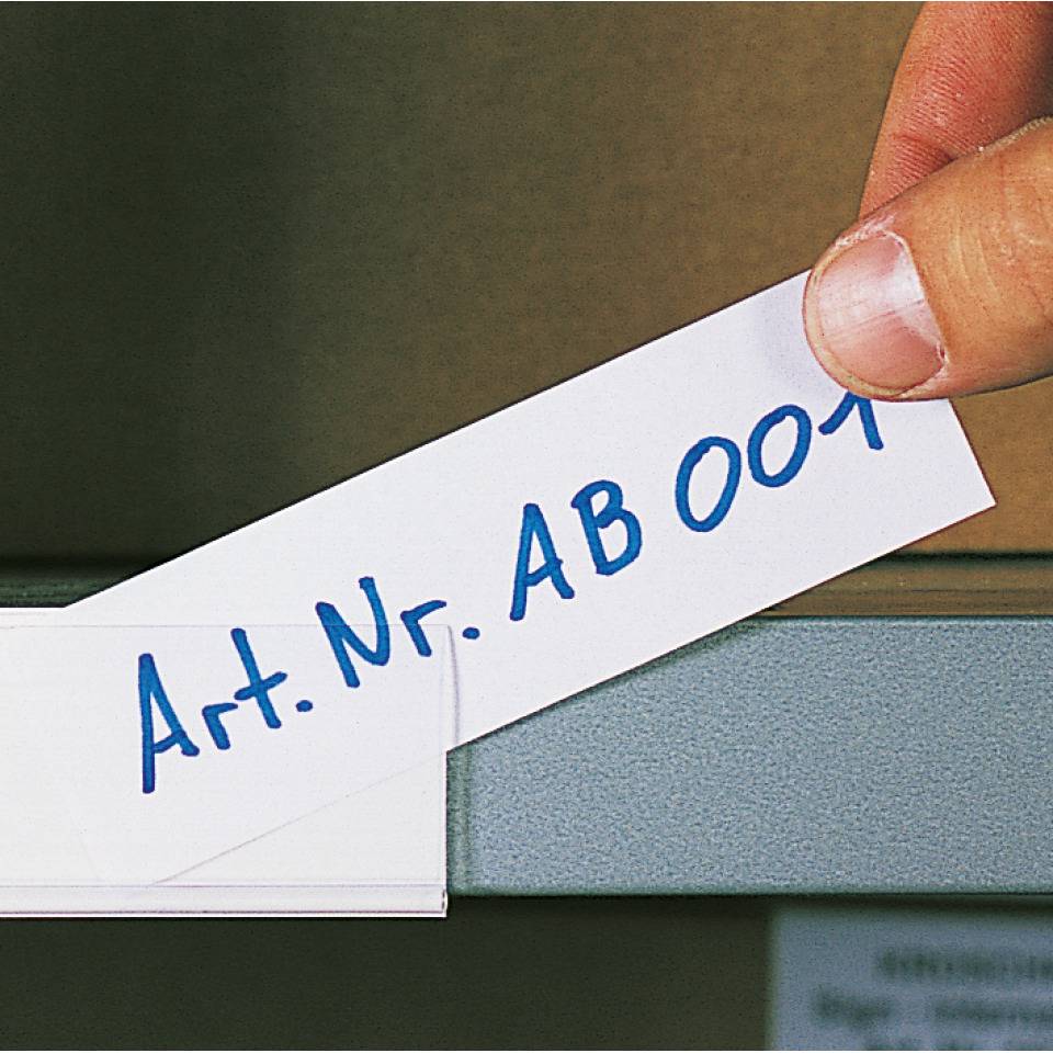 Starter-Set Etikettenhalter und Papieretiketten, beschriftbar, 100x30mm, 100/VE