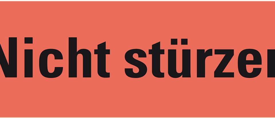 Hinweisetikett Nicht stürzen, leuchtrot, Haftpapier, permanent, 170x60mm, 250 Stück/RO