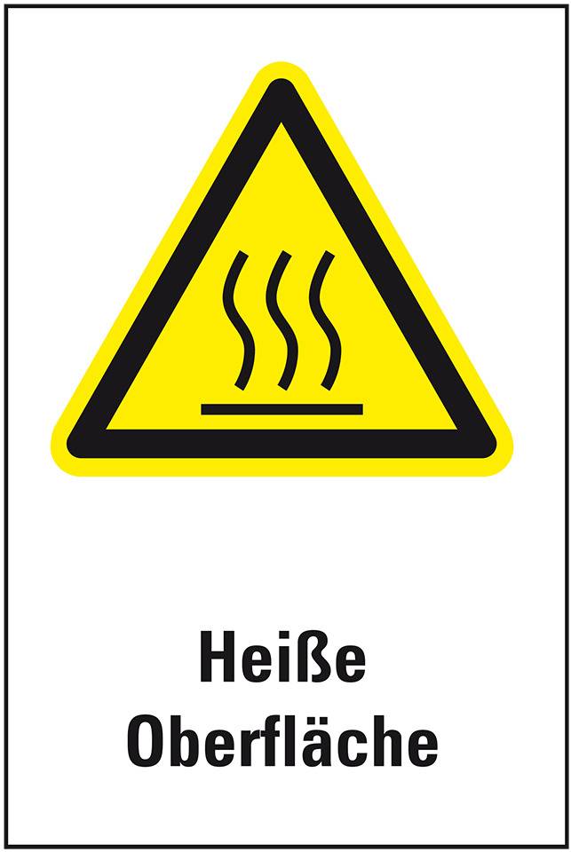 Warn-Kombischild Heiße Oberfläche, Folie, selbstklebend, 200x300mm, ASR A1.3, DIN EN ISO 7010 W017