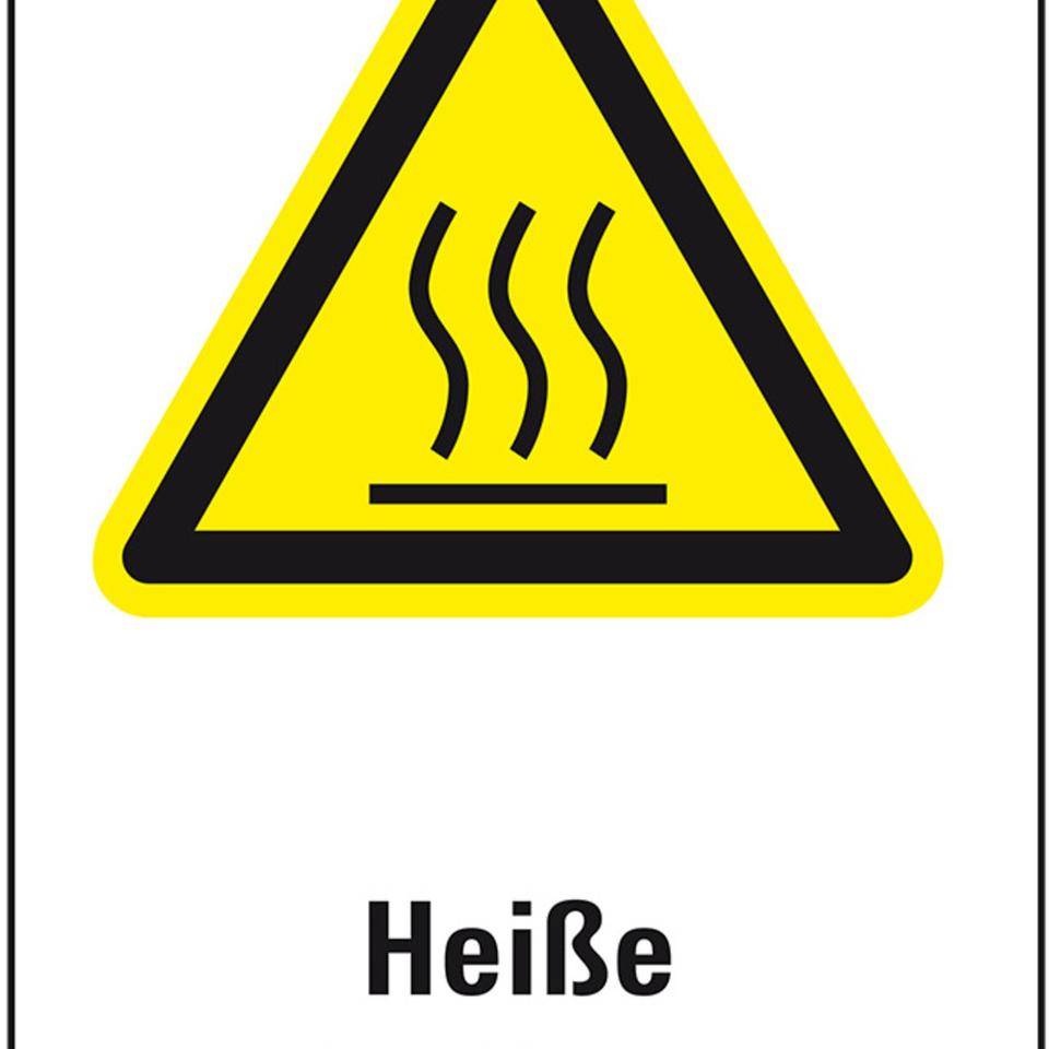 Warn-Kombischild Heiße Oberfläche, Folie, selbstklebend, 200x300mm, ASR A1.3, DIN EN ISO 7010 W017