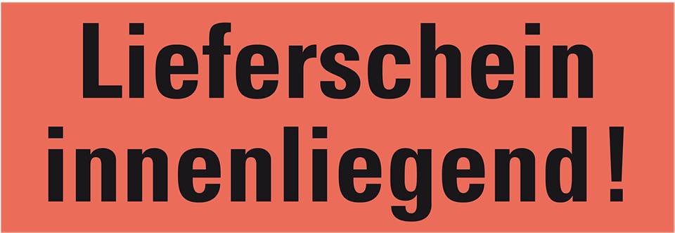 Hinweisetikett Lieferschein innenl., leuchtrot, Haftpapier, permanent, 147x50mm, 250/RO