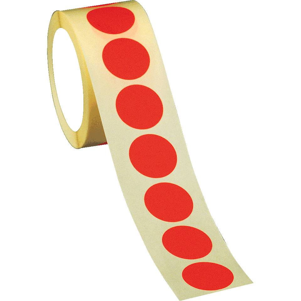Markierungspunkt, blanko, rot, Haftpapier, permanent, Ø 25mm, 500/Rolle