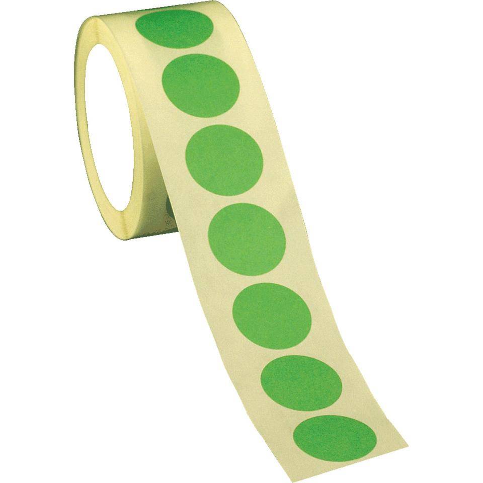 Markierungspunkt, blanko, grün, Haftpapier, permanent, Ø 25mm, 500/Rolle