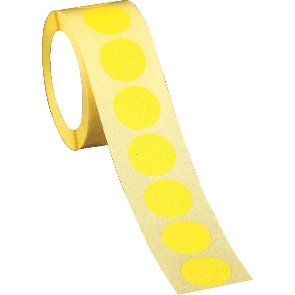 Markierungspunkt, blanko, gelb, Haftpapier, ablösbar, Ø 25mm, 500/Rolle
