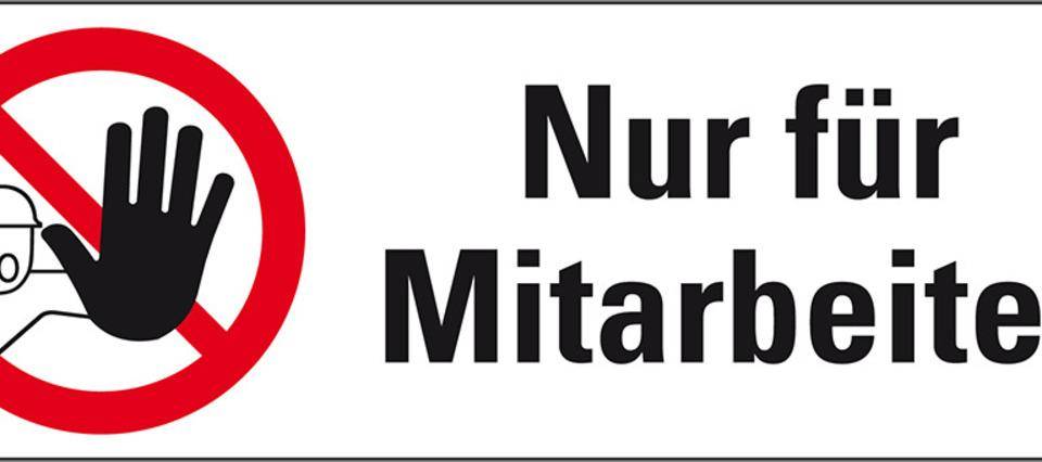 Verbots-Kombischild Nur für Mitarbeiter, Folie, selbstklebend, 210x74mm, ASR A1.3, DIN 4844-2/D-P006