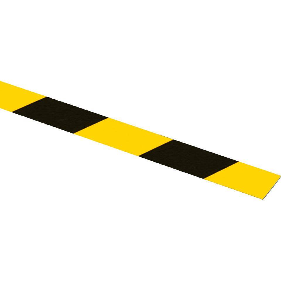 Flachwarnmarkierung links, gelb/schwarz, Kunststoff, 150x990mm, 6 Bohrungen