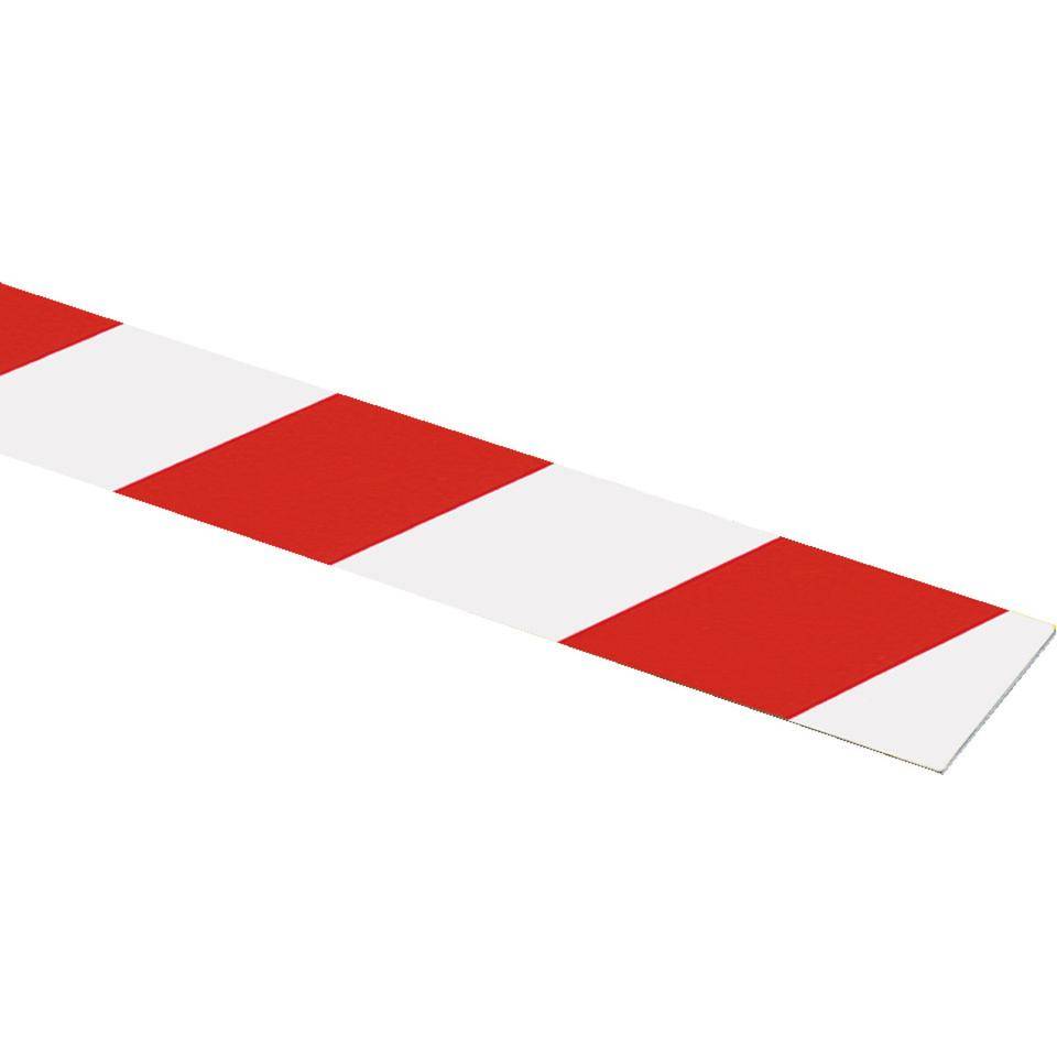 Flachmarkierung, linkssweisend, rot/weiß schraffiert, Aluminium,100x990mm, ASR A1.3