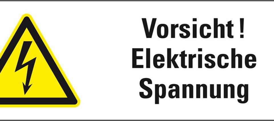 Warn-Kombischild Vorsicht! Elektrische Spannung, Folie, selbstklebend, 210x74mm