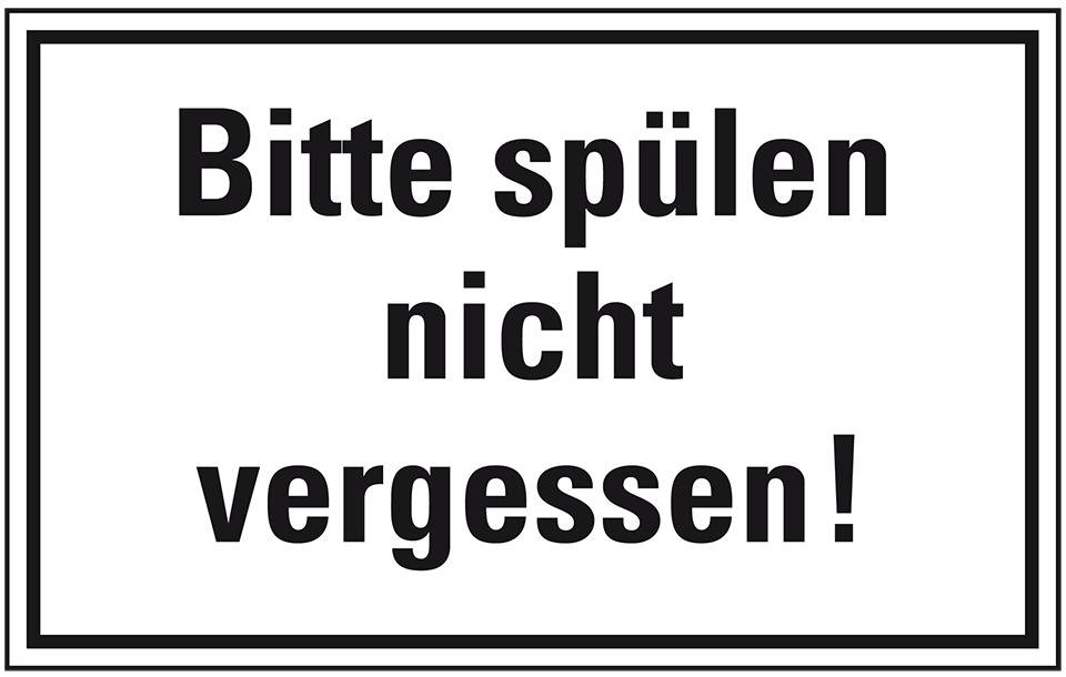 Hinweisschild Spülen nicht vergessen!, Folie, selbstklebend, 150x100mm