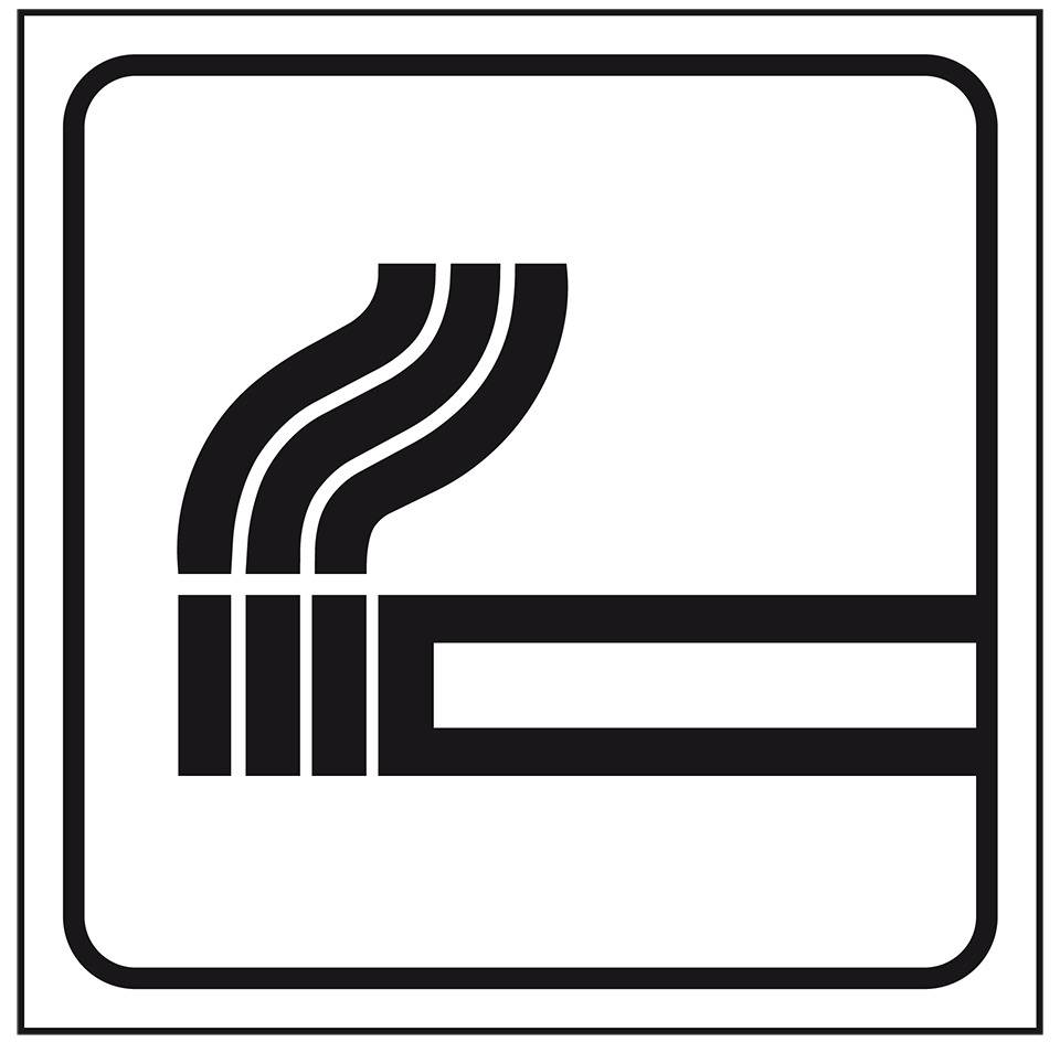 Standard Piktogramm Rauchen, weiß/schwarz, Folie, selbstklebend, 150x150mm