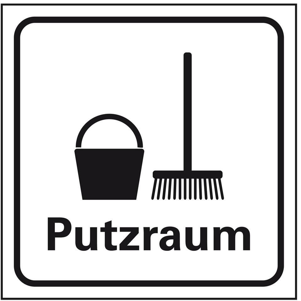 Standard Piktogramm Putzraum, weiß/schwarz, Folie, selbstklebend, 150x150mm
