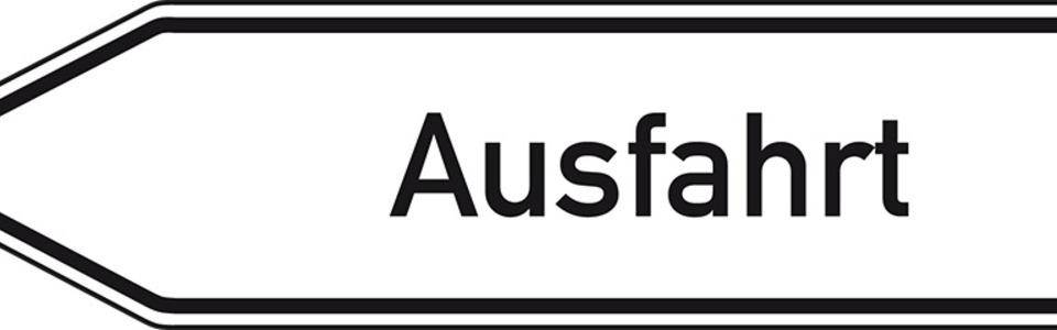 Wegweiser Ausfahrt, linksweisend, Aluminium RA0, reflektierend, 1400x350mm, DIN 67520