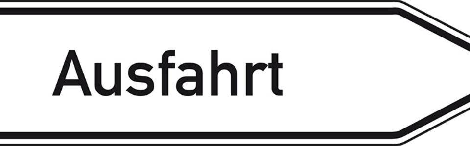 Wegweiser Ausfahrt, rechtsweisend, Aluminium RA0, reflektierend,1400x350mm, DIN 67520