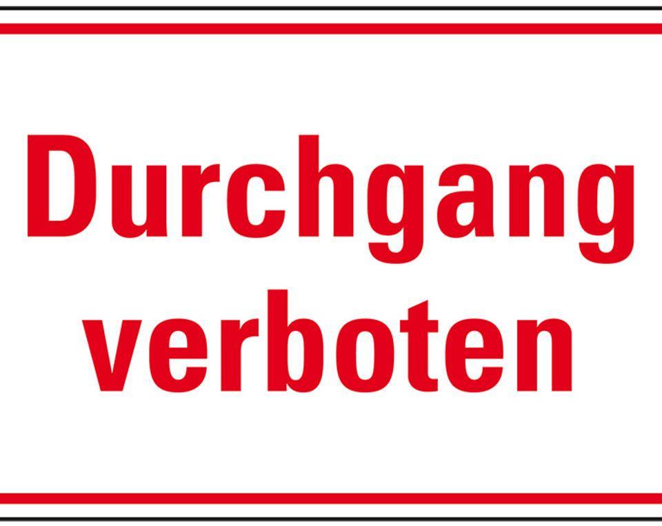 Türhinweisschild Durchgang verboten, Folie, selbstklebend, 150x100mm