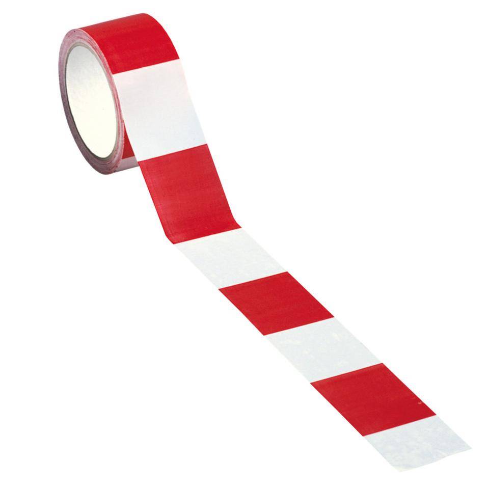 K.57 Bodenmarkierungsband, rot/weiß geblockt, PVC-Folie, 50mm, 33m/Rolle