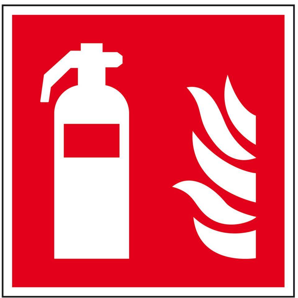 Brandschutzzeichen Feuerlöscher, Folie, selbstklebend, 300x300mm, ASR A1.3, DIN EN ISO 7010 F001