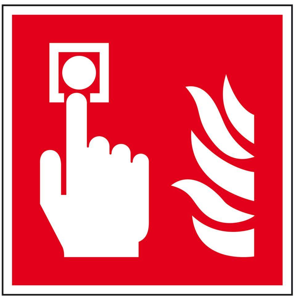 Brandschutzschild Brandmelder, ASR/ISO, Recycling-Verbundplatte,200x200mm