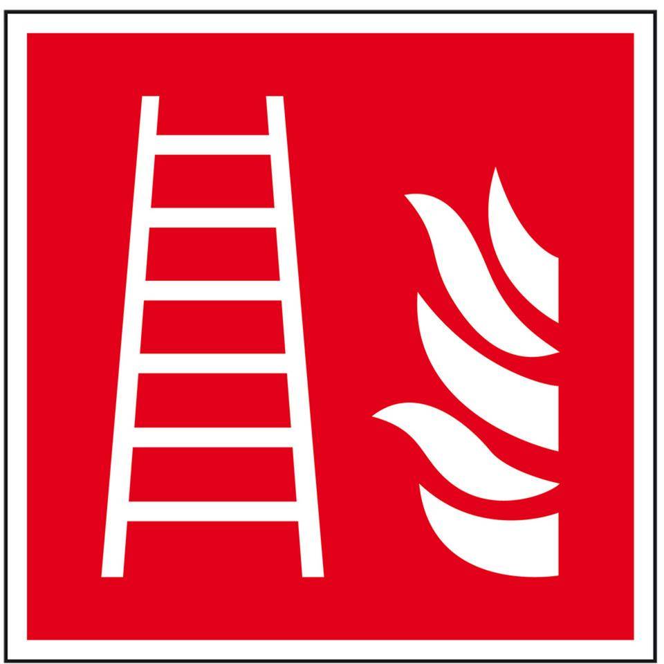 Brandschutzschild Feuerleiter, Folie, selbstklebend, 200x200mm, ASR A1.3, DIN EN ISO 7010 F003