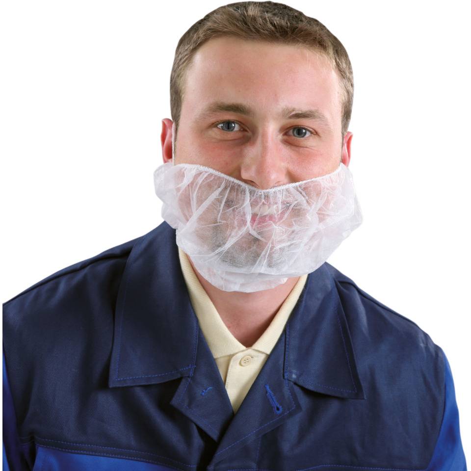 Einweg-Bartmaske, elastischer Gummizug, weiß, Polypropylen, 100/VE