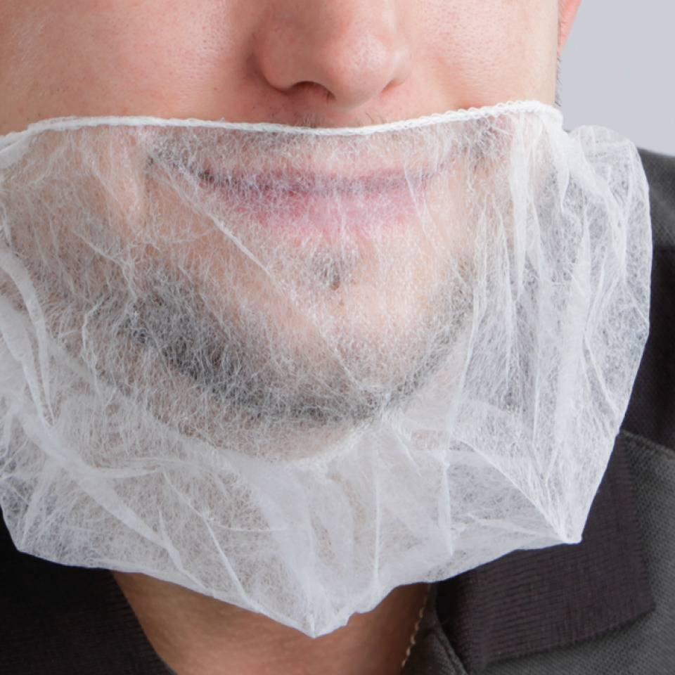 Einweg-Bartmaske, elastischer Gummizug, weiß, Polypropylen, 100/VE