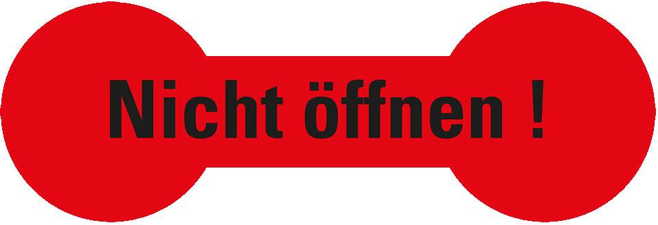 Sicherheitssiegel Nicht öffnen!, RoHS-konform, leuchtrot, Haftpapier, 20x60mm, 12/Bogen
