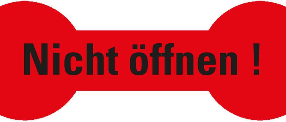 Sicherheitssiegel Nicht öffnen!, RoHS-konform, leuchtrot, Haftpapier, 20x60mm, 12/Bogen