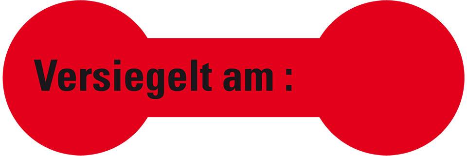Sicherheitssiegel Versiegelt am:..., RoHS-konform, leuchtrot, Haftpapier, 60x20mm, 12/Bogen